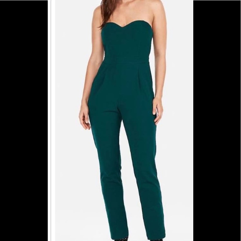 strapless jumpsuit Beautiful green cocktail